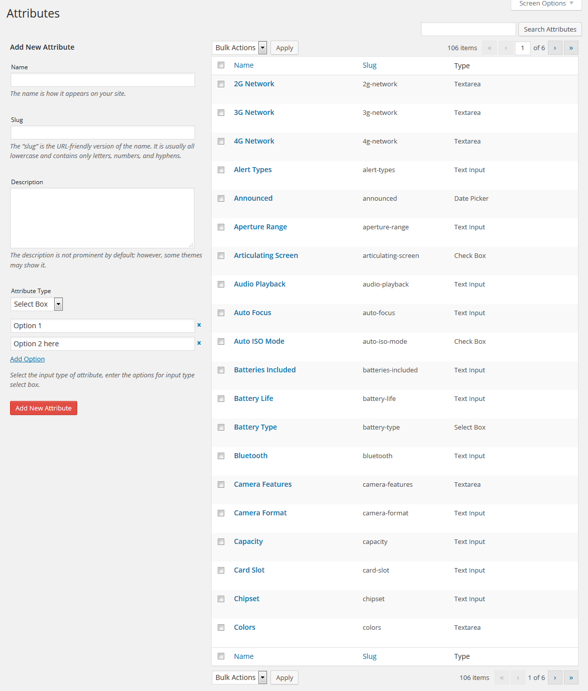 APS Attributes