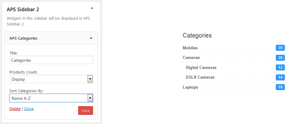 Categories Widget