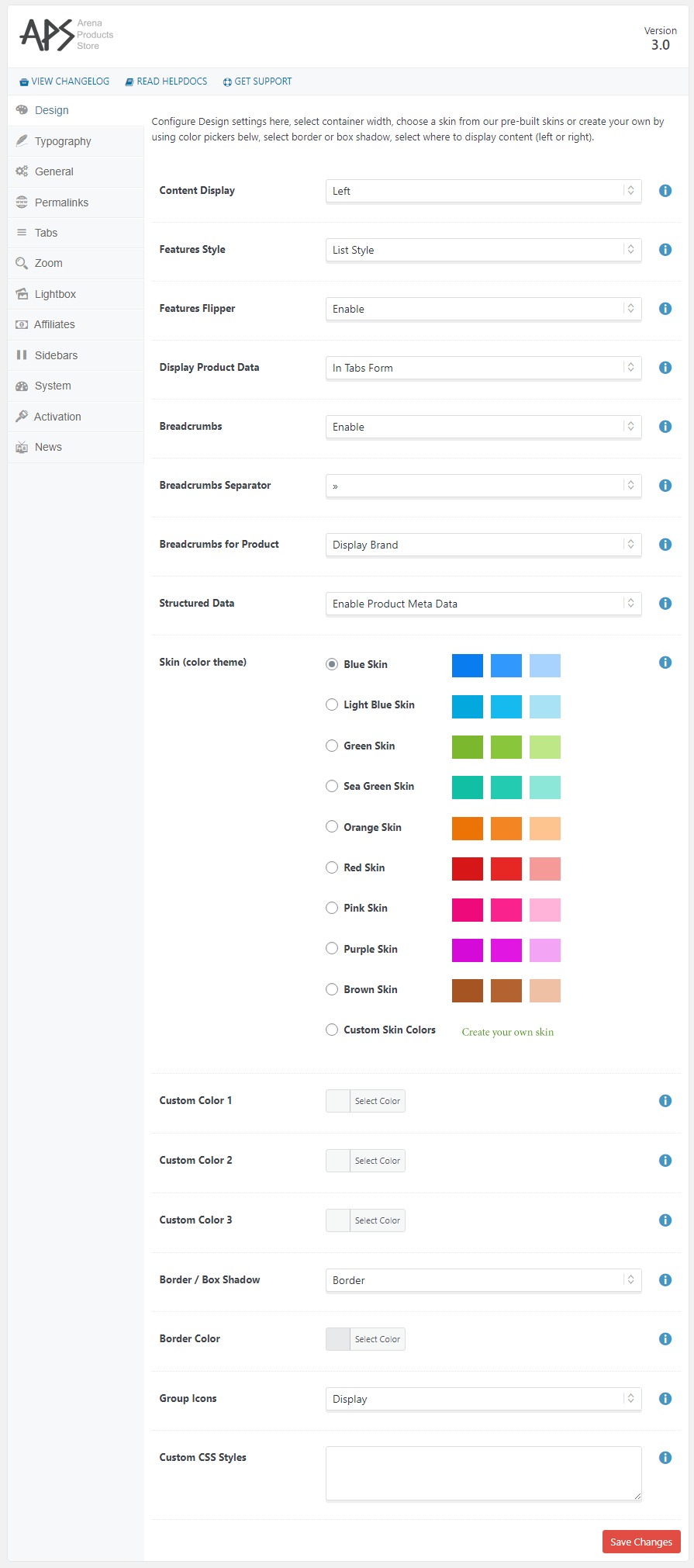 Design Settings