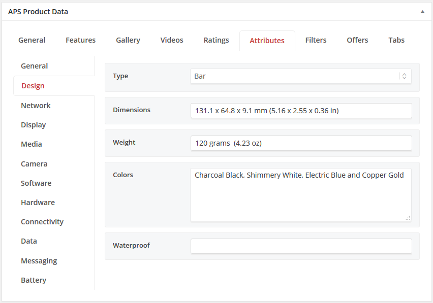 Product Attributes
