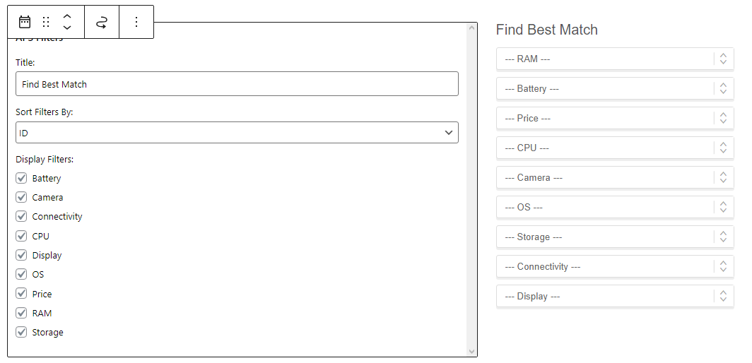 Filters Widget