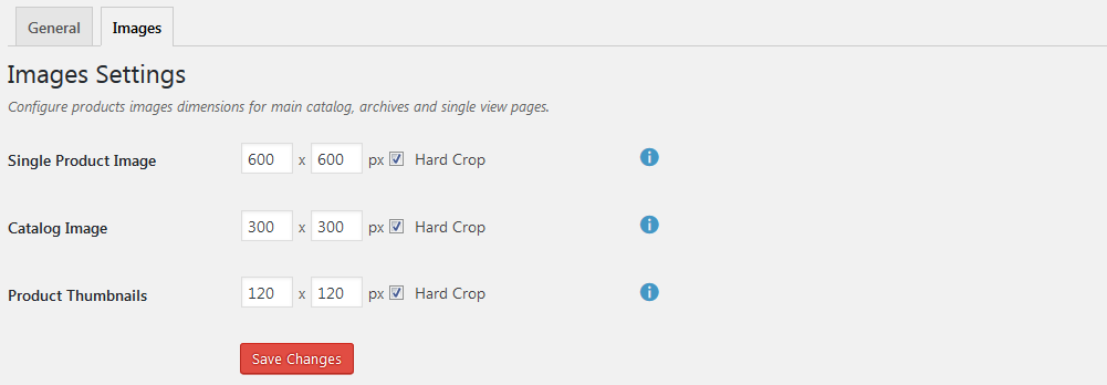 Store Images Settings